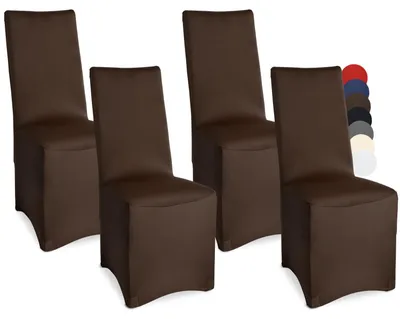 Stretch-Stuhlbezüge Set 4er, elastisch, braun, 90% Polyester