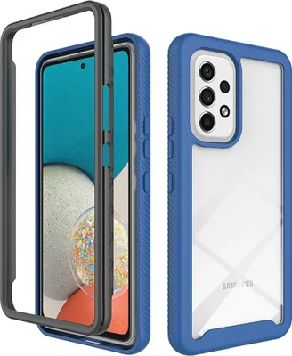 Produktbild von Galaxy A53 5G Hülle, Hybrid Transparente Rückseite Robust TPU Bumper Rutschfest Stoßfest Ganzkörper Schutzhülle für Samsung Galaxy A53 5G Dunkelblau