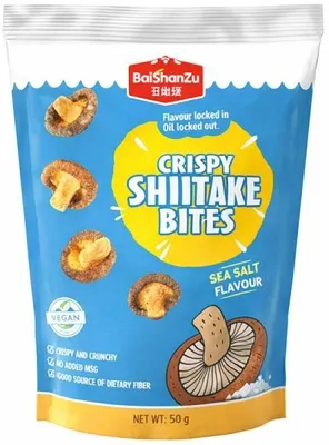 Immagine prodotto di Baishanzu | Snack a base di funghi shiitake essiccati - 50 g - Conmarino - Vegano - Salutare