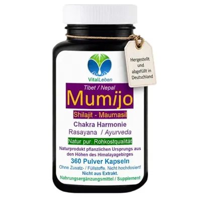 Produktbild von ShilaJit reines Mumijo 360 Pulver Kapseln Ayurveda Gold der Berge 4000-5000m Höhe - Fulvinsäure & Huminsäure - Kein Extrakt Ohne Zusatzstoffe