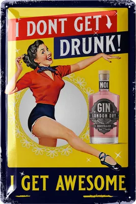 Produktbild von Retro Blechschild Gin Tonic - lustiges Metallschild Alkohol Spruch als Geschenk für Frauen - Bar, Kneipen, Partykeller, Wanddeko Küche