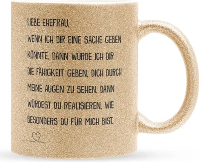 Produktbild von 22Feels Glitzertasse Gold Ehefrau Geschenk Erster Hochzeitstag Kaffeetasse Frauen Hochzeitsjubiläum Valentinstag Weihnachten Ehepaar Geburtstag Geschenkidee Bürotasse