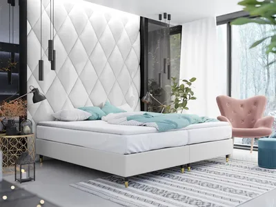 Obrázek produktu pro Manželská čalouněná postel 180x200 NECHLIN 5 - bílá