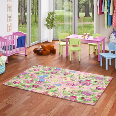  RUGMRZ Teppiche, Dämm- & Schutzmatten Kinderzimmer Teppiche  Mädchen Rosa Blauer Teppich, Wohnzimmer Einstiegsplatte, Fleckenresistent,  rutschfest und Anti-Drop 60 x 100 cm