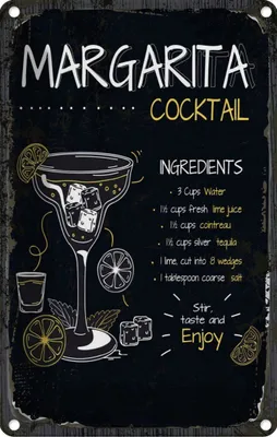 Produktbild von vianmo Blechschild 18x12 cm Margarita Cocktail Recipe