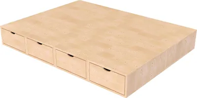Produktbild von Doppelbett mit stauraum Cube - 140x200 - Roh (ohne Lack)