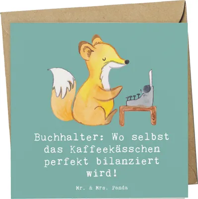 Produktbild von Mr. & Mrs. Panda Grußkarte Buchhalter Balance - Meeresbrise - Geschenk, anlasskarte, Buchführung, Berufsgestaltung, Klappkarte, Detail, Rechnungswesen, Beruf, Finanzen