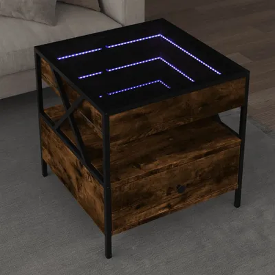 Produktbild von Design Couchtisch mit Infinity-LED Räuchereiche 50x50x51 cm, Couchtische 2024 Neu