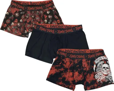Produktbild von Rock Rebel by EMP Herren schwarzes Dreierpack Boxershorts mit Print L