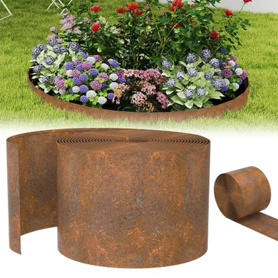 Immagine prodotto di QEENTOE Bordatura per prato in metallo, ideale per delimitare aiuole, lunghezza 20 metri, altezza 18 cm. Perfetta per la delimitazione del prato, flessibile e adatta per gli amanti del giardinaggio e del design del paesaggio