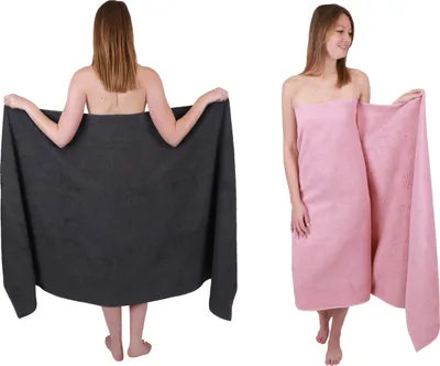 Produktbild von Betz 2 Stück XXL Badetücher 100 x 200 cm BERLIN  Saunatücher 100% Baumwolle Farbe – graphit-lotus