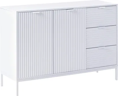 Produktbild von BELIANI Sideboard weiß MDF 2-türiger Schrank moderne minimalistische Aufbewahrungslösung für das Wohnzimmer