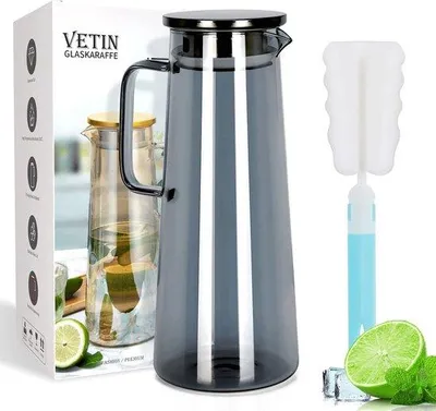 Immagine prodotto di Caraffa in vetro borosilicato da 1,5 L con coperchio, per tè o succhi