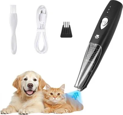 Productafbeelding van Elektrische borstels voor dieren, stille borstels voor honden en katten, oplaadbare borstels voor huisdieren met LED-licht, zwarte borstels voor dieren.