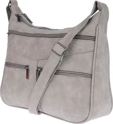 Produktbild von Christian Wippermann Damen Tasche Schultertasche Umhängetasche Crossover Bag Leder Optik Handtasche Hellgrau