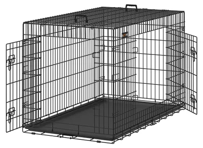 Obrázok produktu pre Stabilná prepravná klietka pre psov, oceľová konštrukcia, plastový box, rozmer 136 x 79 x 87 cm