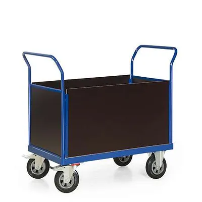 Produktbild von Bako Logistiksysteme Plattformwagen F600 mit 4 Holz- Wänden ohne Bordkante 1000x600mm