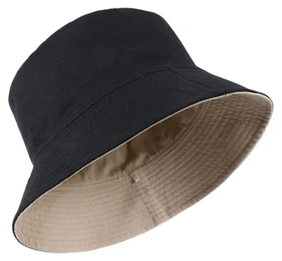 Produktbild von Fischerhut XXL Anglerhut Baumwolle Reversibel Sonnenhut Sommerhut Eimerhut Damen Herren M Schwarz-Beige