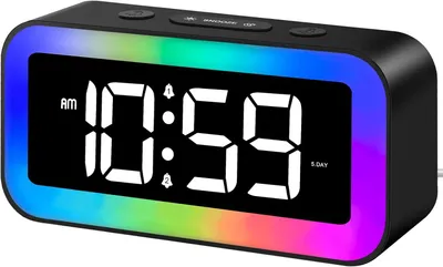 Produktbild von Digitaler Wecker für Kinder mit RGB-Beleuchtung – Digitaler Wecker mit 2 Weckzeiten für Kinder und Tiefschläfer