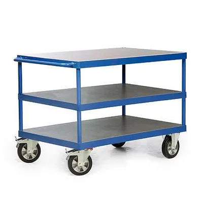 Produktbild von Bako Logistiksysteme Tischwagen R1200 mit 3 Ladeflächen und Schiebegriff 1200kg Tragkraft 1200x800mm