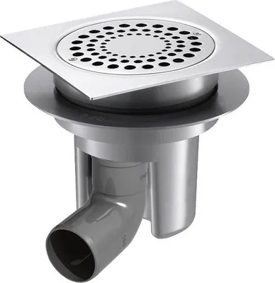 Produktbild von Delabie Rohfußboden-Ablauf 150x150 H verstellb.,Anschl-Bog. hori. D50