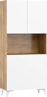Obrázok produktu pre Skladací stôl MEGAN 1 Police pre domácnosť Kancelársky počítačový stôl BURGUNDE OAK / WHITE GLOSSE