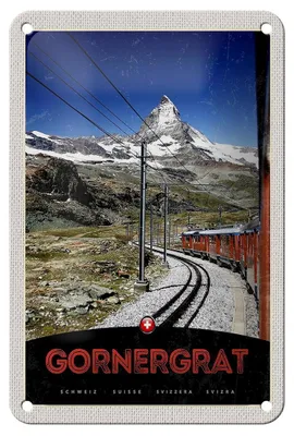 Produktbild von Blechschild Reise 12x18cm Gornergrat Schweiz Gebirge Schnee Bahn Schild