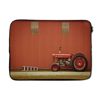 Produktbild von MuchoWow® Laptop Hülle 13 Zoll Traktor - Scheune - Rot - Bauernhof Laptoptasche - Laptophülle - Sleeve - Rundumschutz