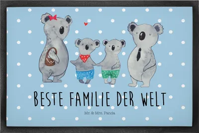 Produktbild von Mr. & Mrs. Panda Fußabtreter Koala Familie zwei 50 x 75 cm - Blau Pastell - Geschenk, Zusammen, Schmutzfangmatte, bodenmatte, Muttertag, Fussmatte, Koalabär, fußmatte