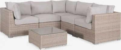 Produktbild von sweeek - Hochwertige Gartenmöbel: Polyrattan XXL -5 Sitzplätze - Holzfarben