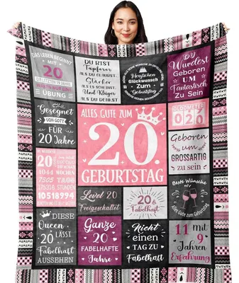 Productafbeelding van Kuscheldecke van flanel, 200x150 cm, microvezel, polyester. Ideaal als cadeau voor een 20e verjaardag, voor dames