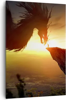 Produktbild von Bild auf Leinwand - Leinwandbild - Einteilig - Drache Rock Kreatur - 70x100cm - Wand Bild - Wanddeko - Wandbilder - Leinwanddruck - Wanddekoration - Leinwand bilder - Wandbild - PA70x100-3883