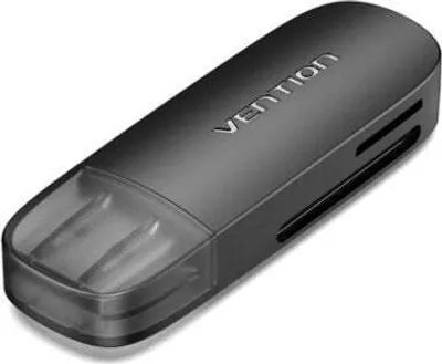 Produktbild von Vention CLFB0, MicroSD (TransFlash), MicroSDHC, MicroSDXC, SDHC, SDXC, Schwarz, 5000 Mbit/s, Acrylnitril-Butadien-Styrol (ABS), Polycarbonat (PC), USB 3.2 Gen 1 (3.1 Gen 1), 20 mm