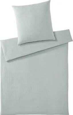 Produktbild von elegante Musselin-Bettwäsche-Garnitur Smooth Farbe Mint Größe 155x200+80x80cm