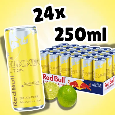 Produktbild von 24x Red Bull Summer Edition Sudachi Lime Energy Drink mit Sudachi-Limetten-Geschmack | 24 × 250 ml + Heartforcards Versandschutz