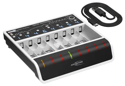 Produktbild von ANSMANN Schnell-Ladegerät mit USB Eingang für 1 bis 8 NiMH Akkus