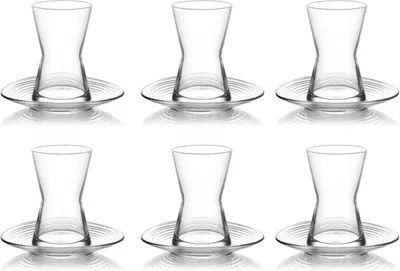 Produktbild von 12tlg. türkische Teegläser mit Untertassen Modell Derin