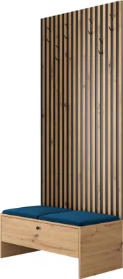 Produktbild von MIRJAN24 Garderoben-Set Balma IV, Unterschrank mit Lamellen, 2x Gepolstertes Paneel 42x42 (Farbe: Artisan Eiche / Artisan eiche + Schwarz, Manila 26)