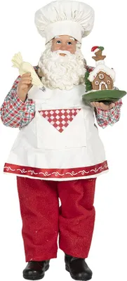 Image de Clayre & Eef Figurine de Père Noël 28 cm Rouge Blanc Textile
