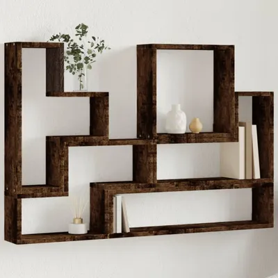 Immagine prodotto di Mensola a muro in rovere fumé 96x12x64 cm in legno - Mensole a muro 840804