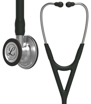 Produktbild von 3M Littmann Cardiology IV Stethoskop für die Diagnose, 6152, Bruststück in Standardausführung, schwarzer Schlauch, Schlauchanschluss und Ohrbügel aus Edelstahl, 69 cm