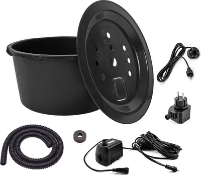 Produktbild von CLGarden Set Springbrunnenpumpe SP1 mit 90l Becken GFK Abdeckung PE Wasserbehälter Springbrunnenbecken Gartenbrunnen DIY LED Beleuchtung 12V Pumpe