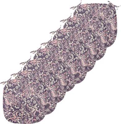 Produktbild von ABAKUHAUS Jahrgang Polster für Esszimmerstühle, Blumen, Dekoratives wasserfestes Kissen mit Riemen für Küchensitze, 40 cm x 40 cm-8er Pack, Aubergine Coral Beige
