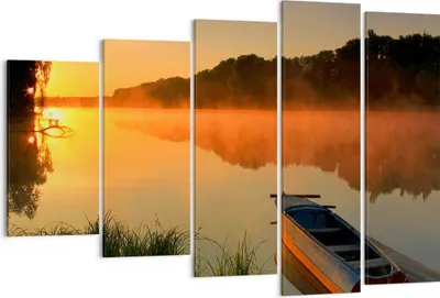 Produktbild von Bild auf Leinwand - Leinwandbild - Morgen Nebel See Landschaft - 150x100cm - Wand Bild - Wanddeko - Leinwanddruck - Bilder - Kunstdruck - Wanddekoration - Leinwand bilder - Wandkunst - EG150x100-2538
