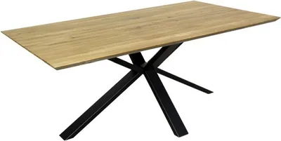 Produktbild von Esstisch 220x100x76cm Eiche durchg. Lamelle Schweizer Kante Spyder Gestell
