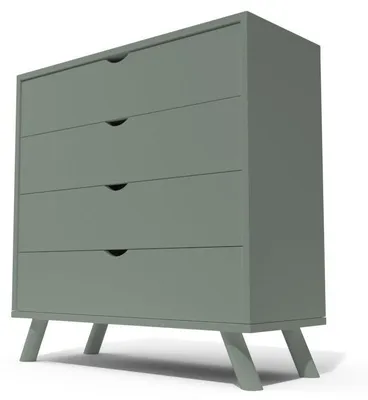 Produktbild von Skandinavische Kommode Viking mit 4 Schubladen aus Massivholz - Grau