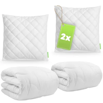 Produktbild von Microfaserbettdecke + Kopfkissen Bettdecke & Kopfkissen - 2-Set Kopfkissen - Ganzjahresdecke