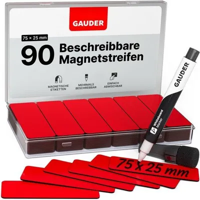 Immagine prodotto di Etichette magnetiche, riutilizzabili, bianche, 90 pezzi, 75 x 25 mm