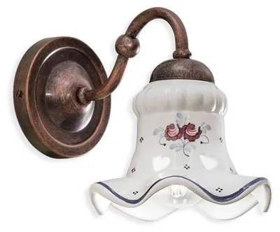 Zdjęcie produktu dla Klasyczna lampa ścienna Chieti z metalu i ceramiki w czarnym odcieniu miedzi, 1 źródło światła E14