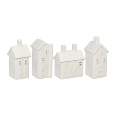Produktbild von relaxdays 4er Set Teelichthaus Keramik "Home"